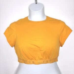 Savage X Fenty Top Womens 1X Yellow Cropped Athleisure Streetwear Lounge Casual